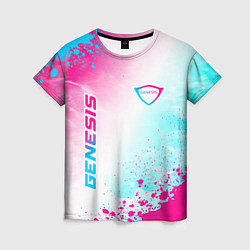 Женская футболка Genesis neon gradient style вертикально