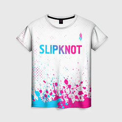 Женская футболка Slipknot neon gradient style посередине