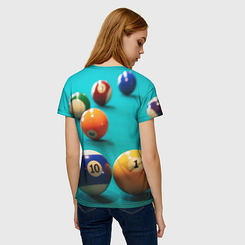 Женская футболка Бильярдные шары / 3D-принт – фото 4