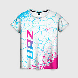 Женская футболка UAZ neon gradient style вертикально