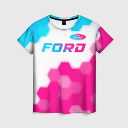 Женская футболка Ford neon gradient style посередине