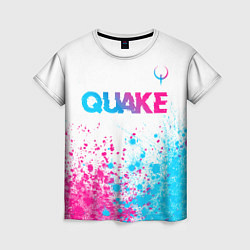 Женская футболка Quake neon gradient style посередине