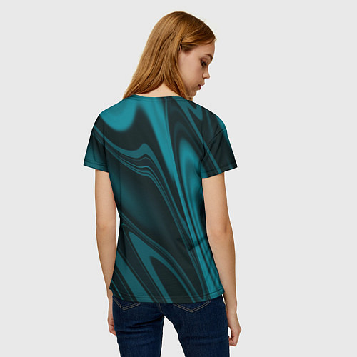 Женская футболка Бирюзовая плазма абстракиця / 3D-принт – фото 4