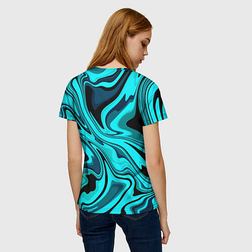 Женская футболка Абстракция плазма бирюзовый / 3D-принт – фото 4