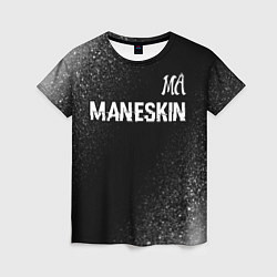 Женская футболка Maneskin glitch на темном фоне посередине