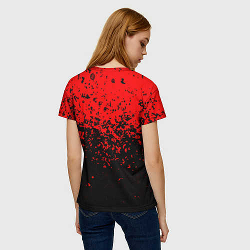 Женская футболка Красно-чёрный переход / 3D-принт – фото 4