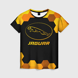 Женская футболка Jaguar - gold gradient