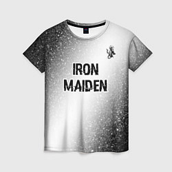 Женская футболка Iron Maiden glitch на светлом фоне посередине