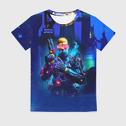 Женская футболка Крутой Гомер Симпсон - киберпанк