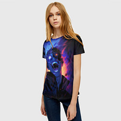 Футболка женская Сатору Годжо в безумии - Магическая битва, цвет: 3D-принт — фото 2