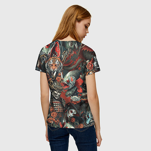 Женская футболка Татуировка ирезуми в японском стиле / 3D-принт – фото 4
