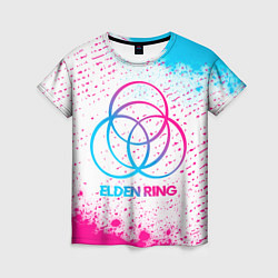Женская футболка Elden Ring neon gradient style