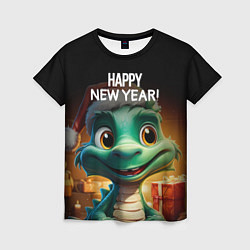 Женская футболка Happy new year green drogon