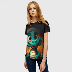 Футболка женская Зеленый дракон, цвет: 3D-принт — фото 2