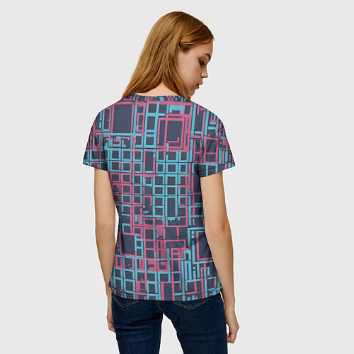 Женская футболка Разноцветные толстые линии / 3D-принт – фото 4