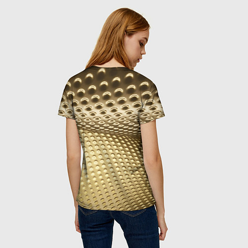 Женская футболка Золотая сетка абстракция / 3D-принт – фото 4