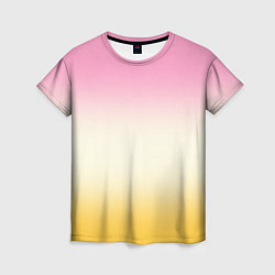 Женская футболка Розовый бежевый желтый градиент