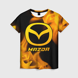 Женская футболка Mazda - gold gradient
