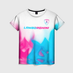 Женская футболка Lamborghini neon gradient style посередине