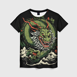 Женская футболка Символ года зеленый дракон