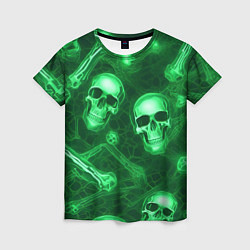 Женская футболка Зелёные черепа и кости