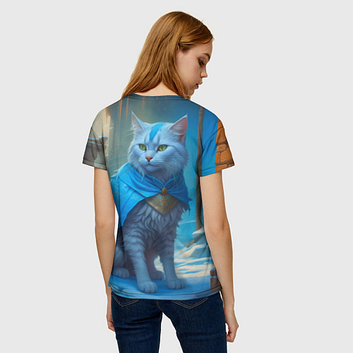 Женская футболка Снежный кот / 3D-принт – фото 4