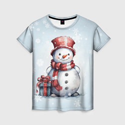 Женская футболка New Years cute snowman