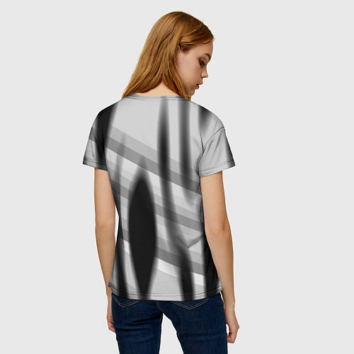 Женская футболка Черные размытые овалы и полосы / 3D-принт – фото 4