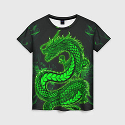 Женская футболка Зеленый дракон с эффектом свечения