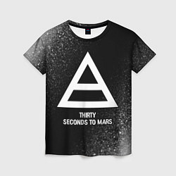 Женская футболка Thirty Seconds to Mars glitch на темном фоне