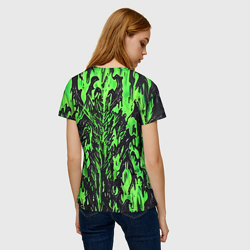 Женская футболка Демонический доспех зелёный / 3D-принт – фото 4
