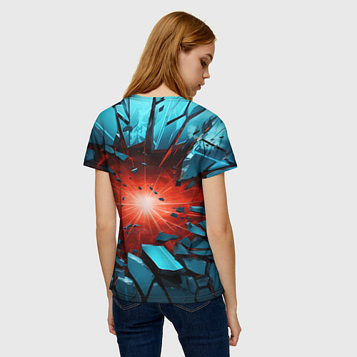 Женская футболка Взрыв бирюзовых камней / 3D-принт – фото 4