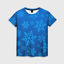 Женская футболка Голубые снежинки
