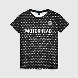 Женская футболка Motorhead glitch на темном фоне посередине