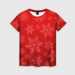 Женская футболка Красные снежинки