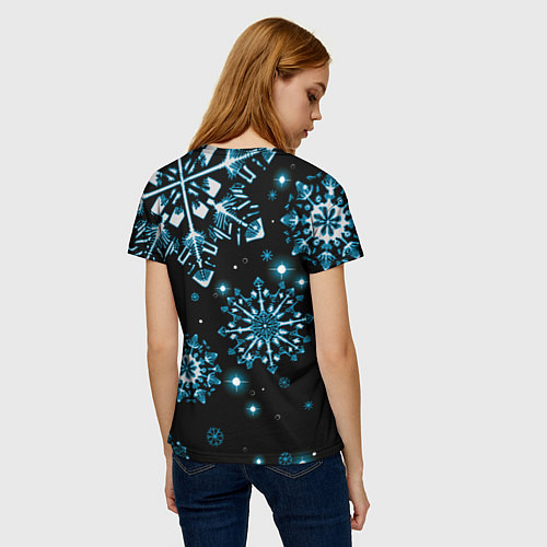 Женская футболка Кружение снежинок / 3D-принт – фото 4