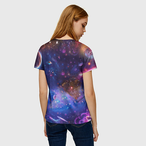 Женская футболка Барт Симпсон с лазерным пистолетом в космосе / 3D-принт – фото 4