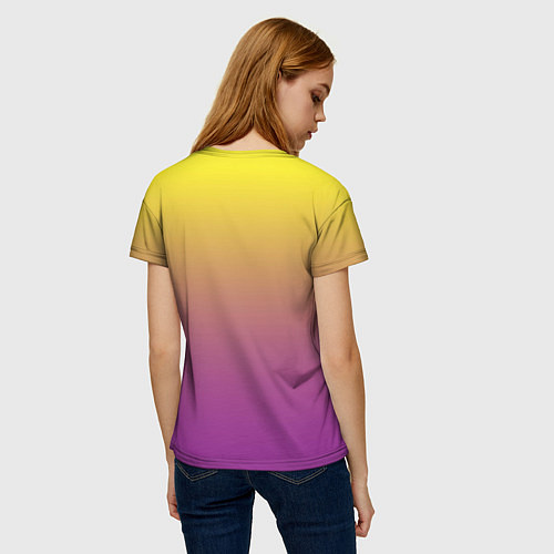 Женская футболка Желто-фиолетовый градиент / 3D-принт – фото 4