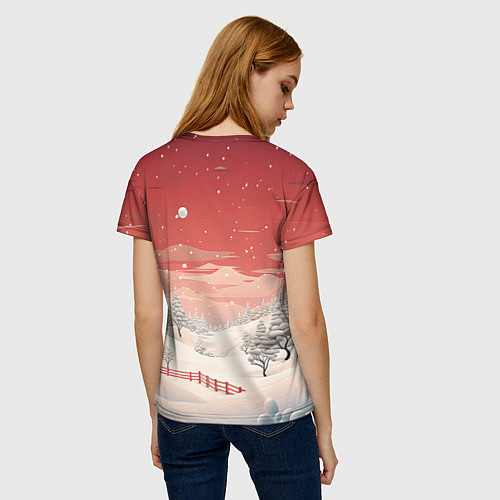 Женская футболка Завораживающий зимний пейзаж / 3D-принт – фото 4