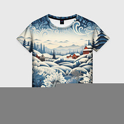 Женская футболка Зимний лес новогодний узор