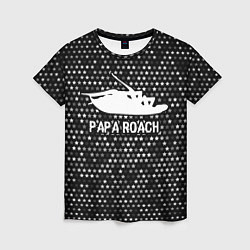 Женская футболка Papa Roach glitch на темном фоне