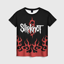 Женская футболка Slipknot в огне