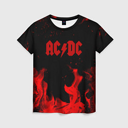 Футболка женская AC DC огненный стиль, цвет: 3D-принт
