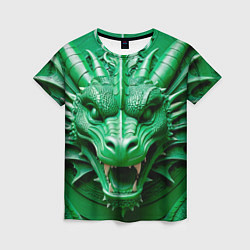 Женская футболка Нейросеть - барельеф зелёный дракон