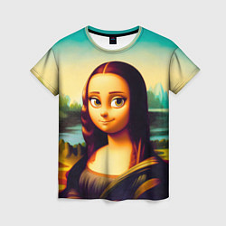 Женская футболка Нейросеть - Мона Лиза в стиле Pixar