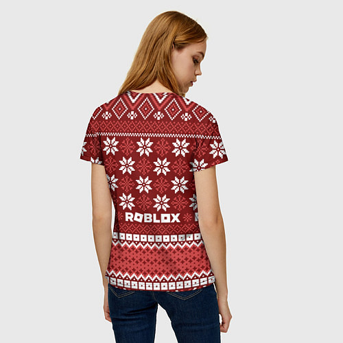 Женская футболка Roblox christmas sweater / 3D-принт – фото 4