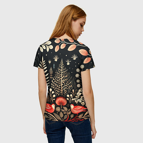 Женская футболка Елочные узоры нового года / 3D-принт – фото 4