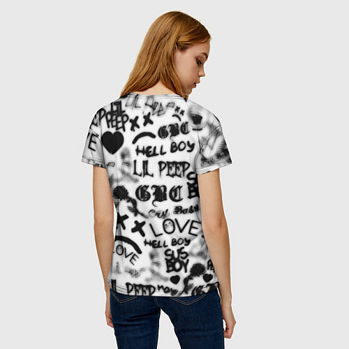 Женская футболка Lil peep автограф / 3D-принт – фото 4