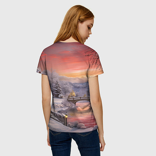 Женская футболка Морозная сказка праздника / 3D-принт – фото 4