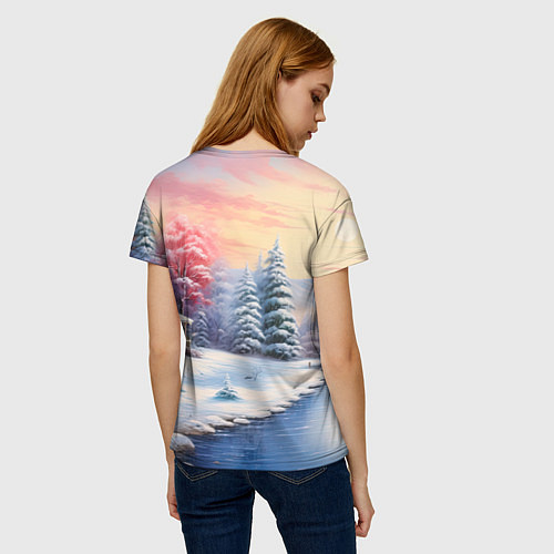 Женская футболка Сказочная метель подарков / 3D-принт – фото 4